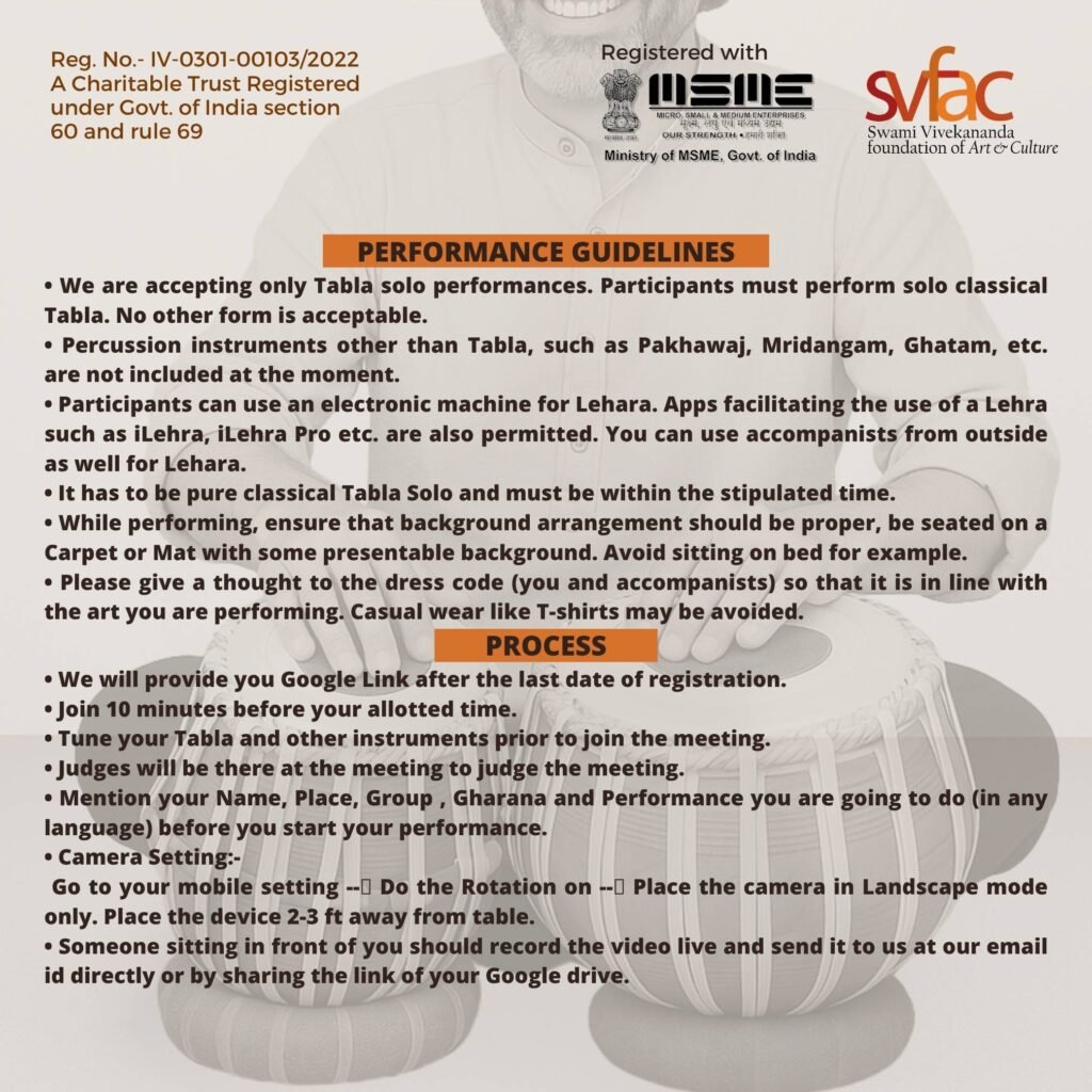 Taal Tantra- Online Tabla Competition 2025 ruls & Regulation